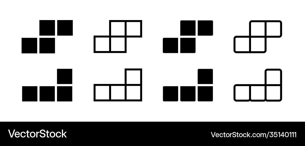 Tetris game isolated icons geometric shape Vector Image