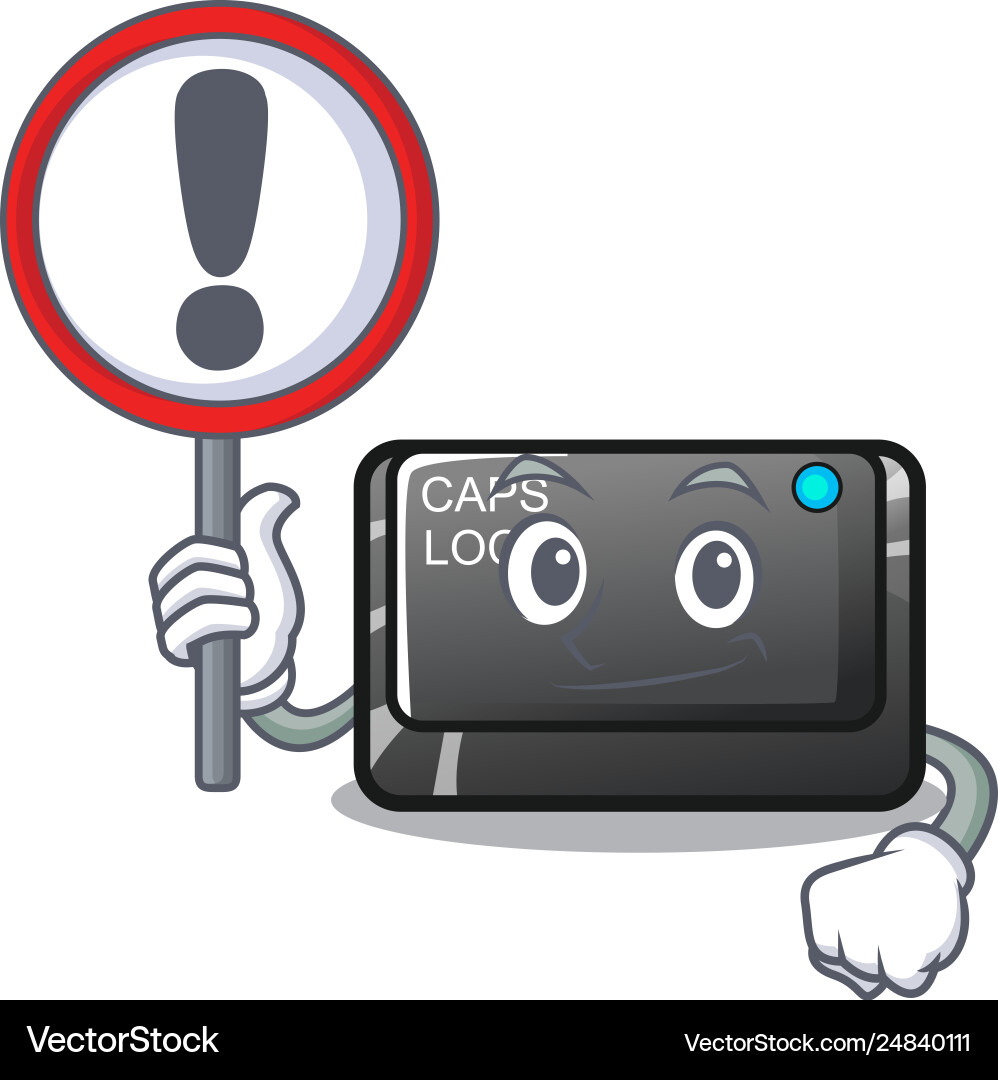 With sign capslock button on a computer cartoon vector image