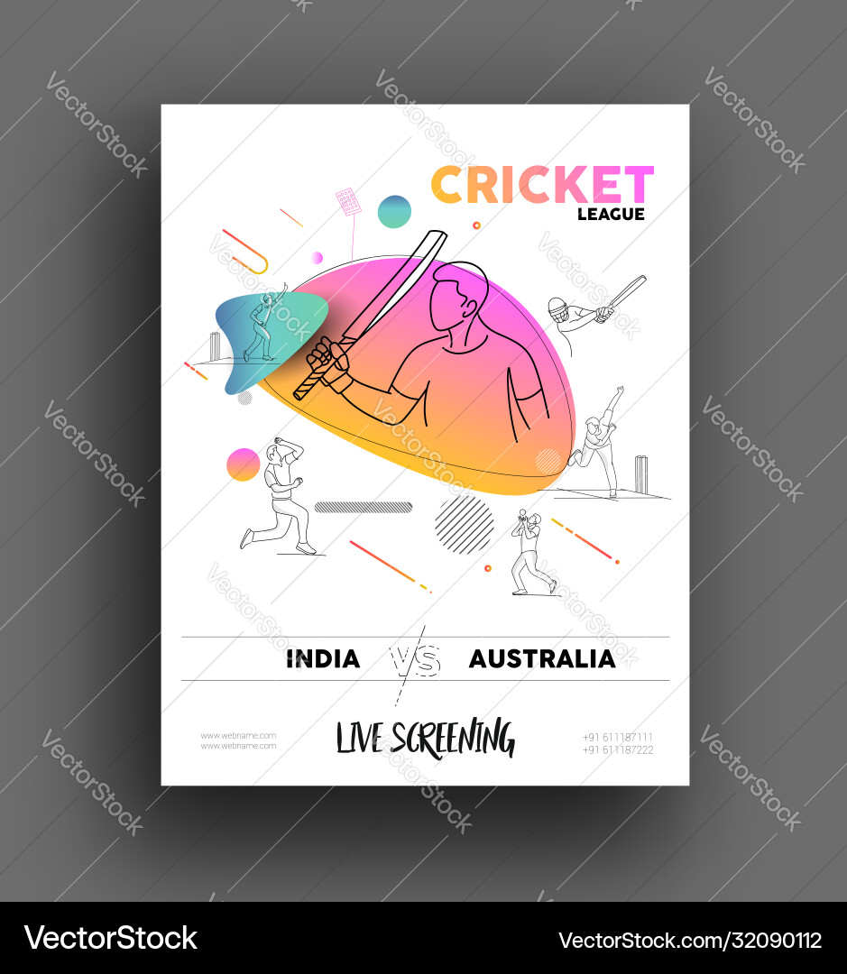 Abstract colorful pattern with batsman and bowler Abstract colorful pattern with batsman and bowler Vector Image