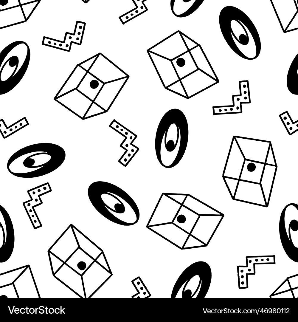 Abstract shapes and symbols seamless pattern Abstract shapes and symbols seamless pattern Vector Image
