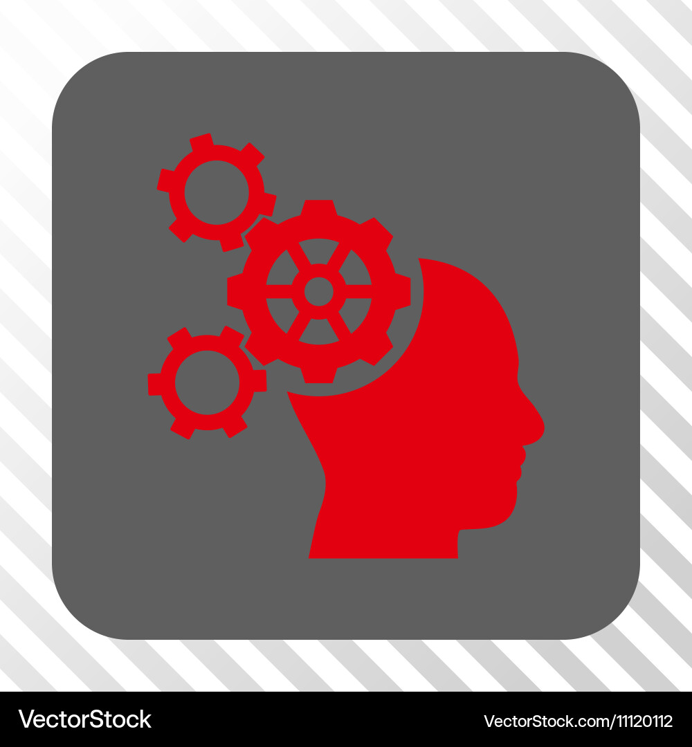 Brain mechanics rounded square button vector image