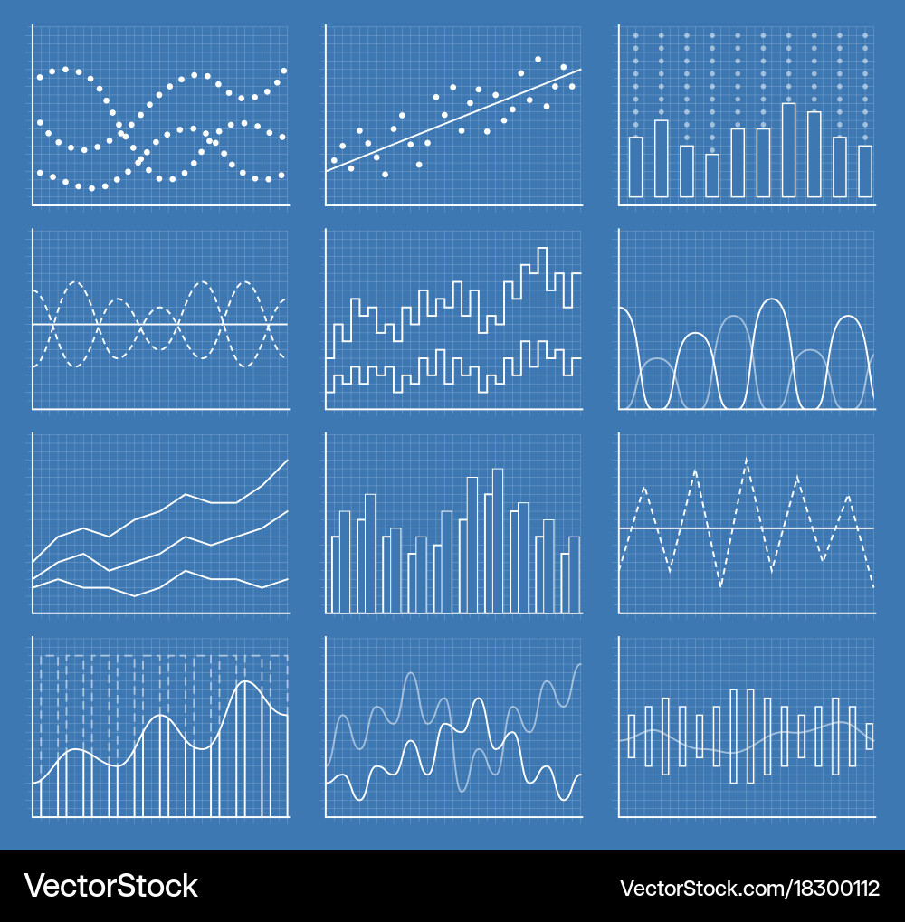 Business chart collection set of graphs data Vector Image
