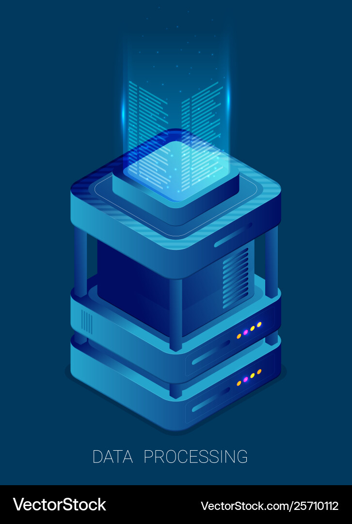 Concept big data processing energy station vector image