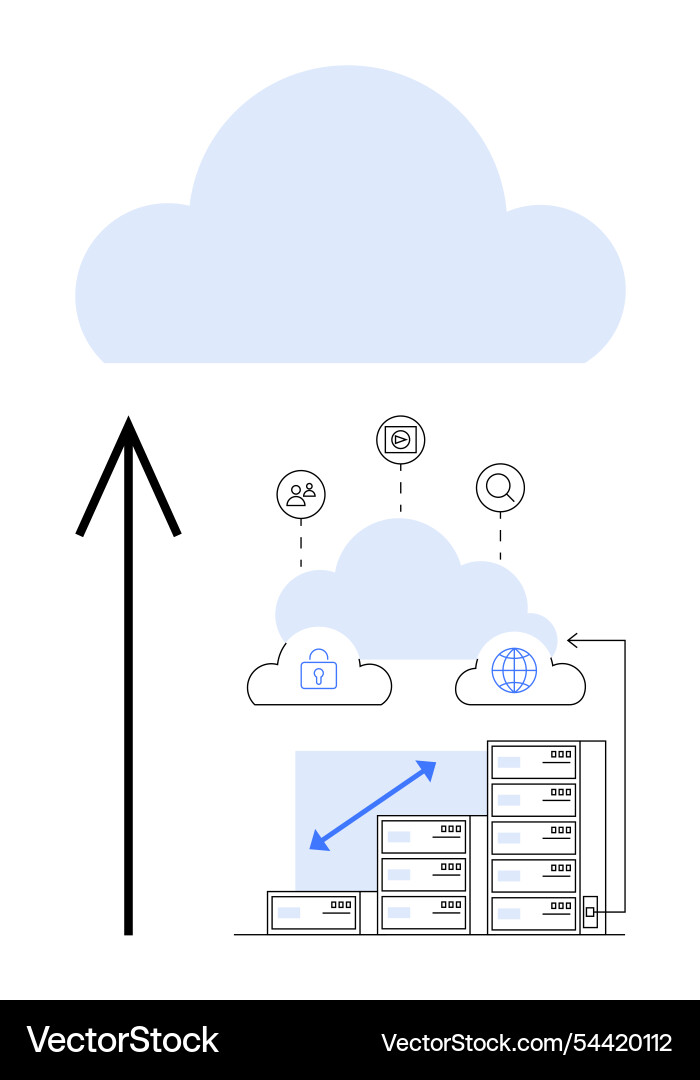 Data migration to cloud computing storage vector image