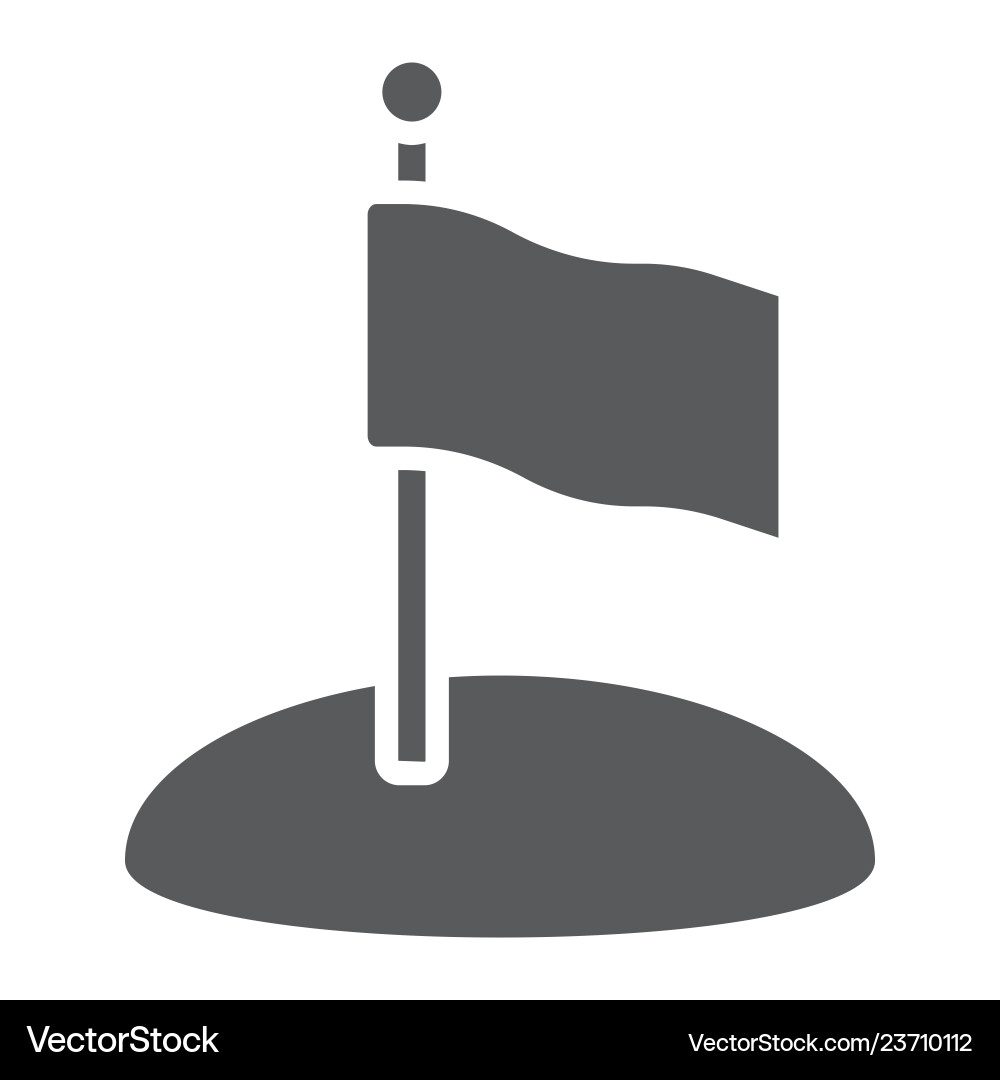 Flag glyph icon game and pointer flagpole sign vector image