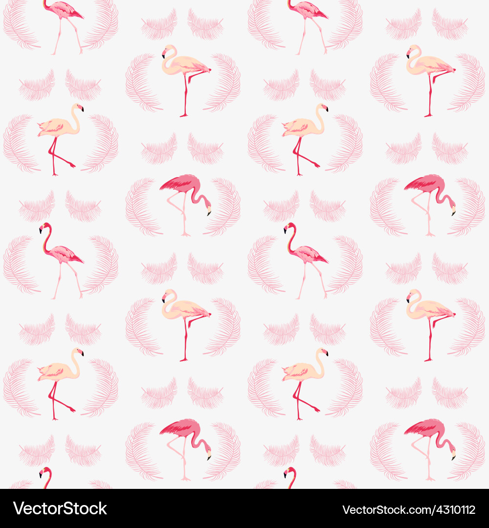 Flamingo bird background - retro seamless pattern vector image