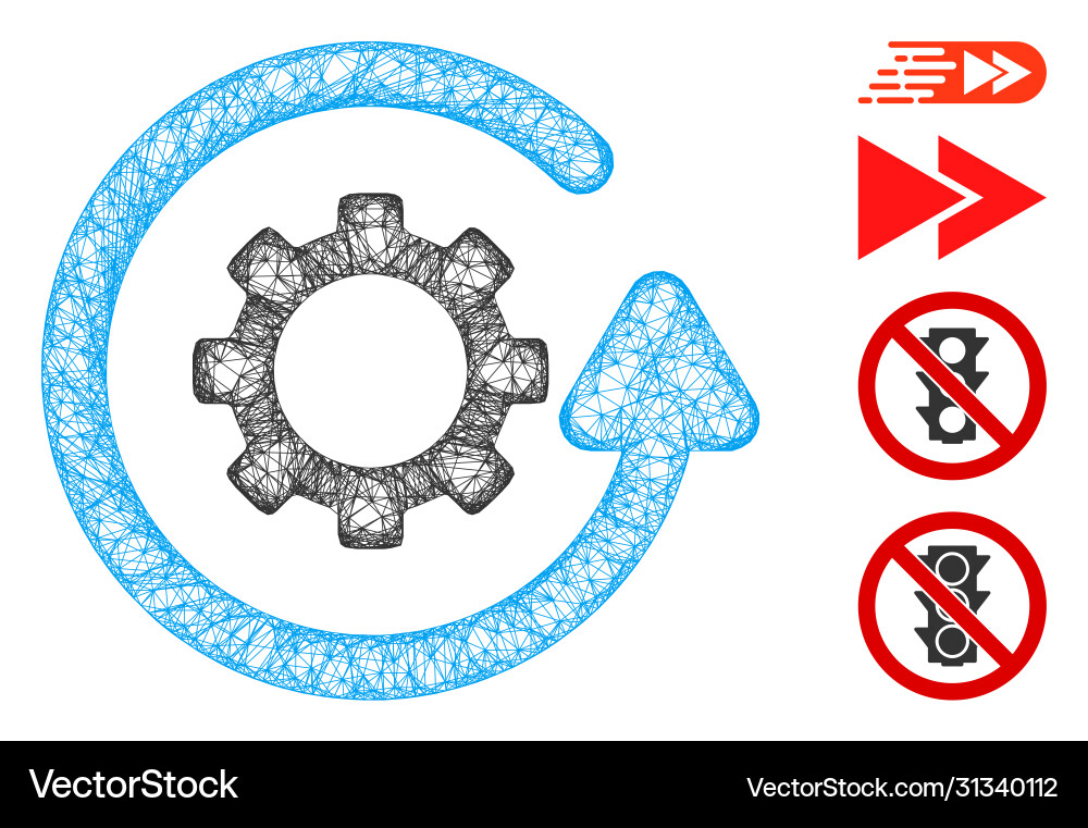 Gearwheel rotation direction web mesh Gearwheel rotation direction web mesh vector image