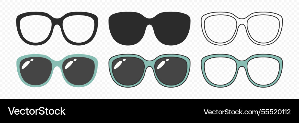 Glasses icon set cutout silhouette Vector Image