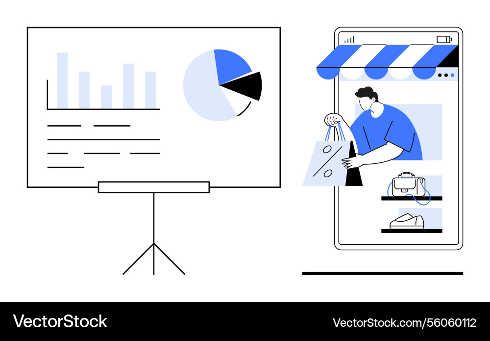 Integration of e-commerce and data analysis Integration of e-commerce and data analysis vector image