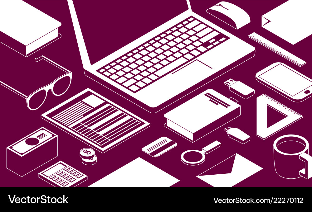 Isometric art creative office workplace Isometric art creative office workplace vector image