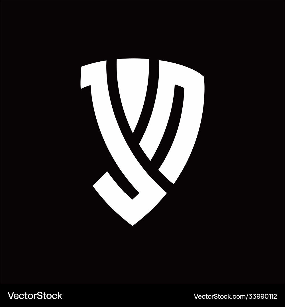 Jn logo monogram with shield elements shape vector image