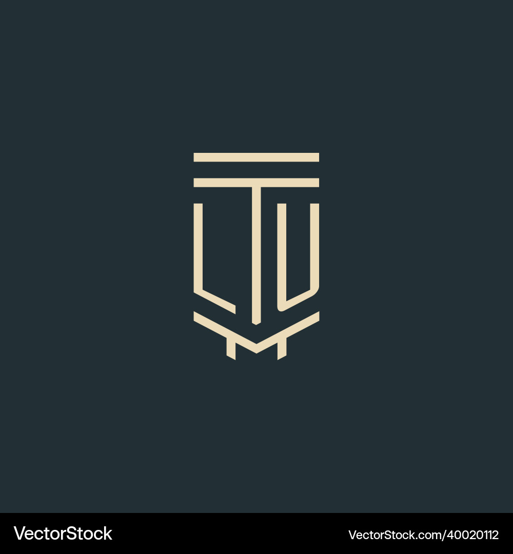 Lu initial monogram with simple line art pillar vector image