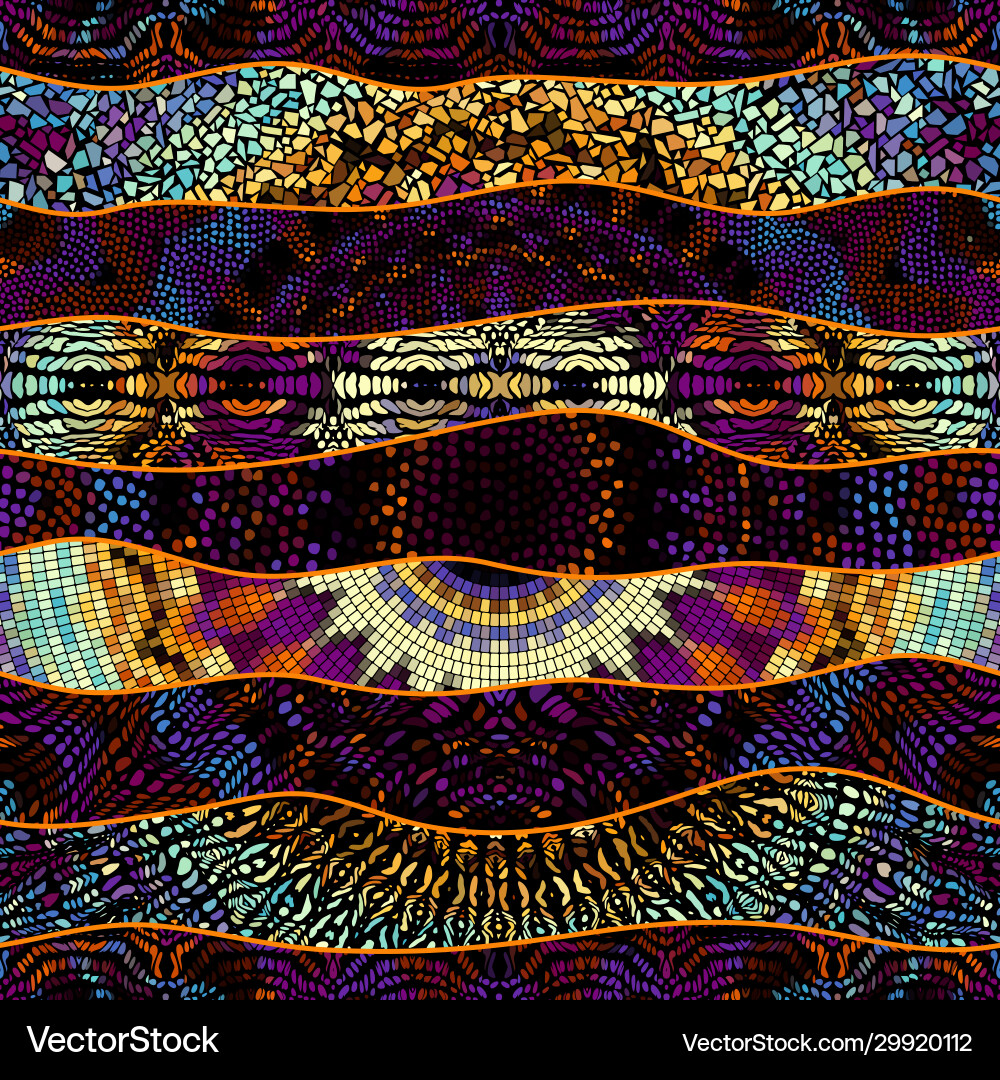 Mosaic art pattern wavy shapes image Vector Image