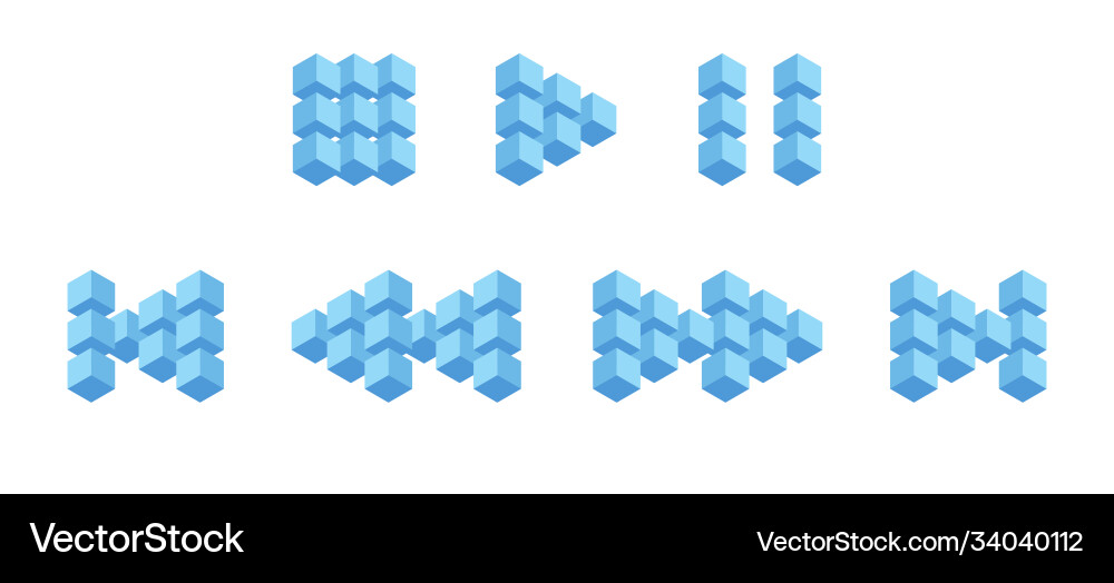 Multimedia interface buttons from 3d cubes Multimedia interface buttons from 3d cubes vector image