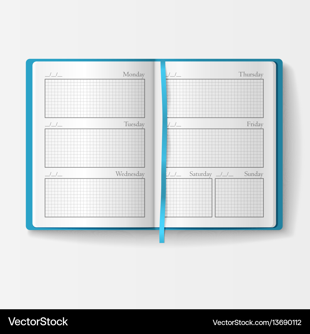 Open realistic notebook with pages diary office Open realistic notebook with pages diary office vector image