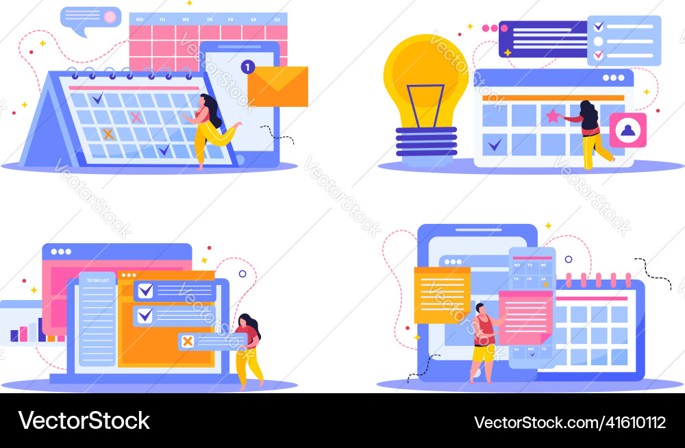 Planning flat compositions set Vector Image