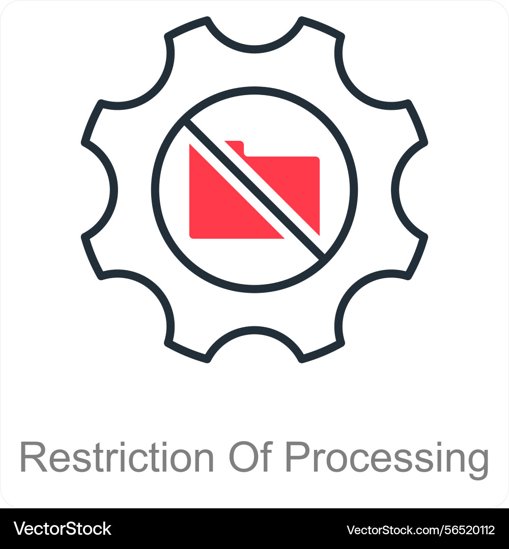 Restriction of processing and gdpr icon concept Vector Image