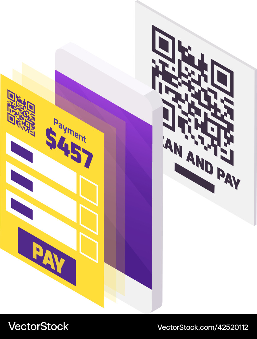 Scan and pay composition Scan and pay composition vector image
