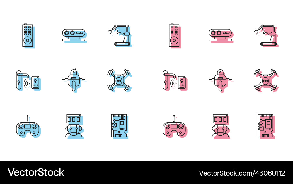 Set line remote control electronic computer Set line remote control electronic computer vector image