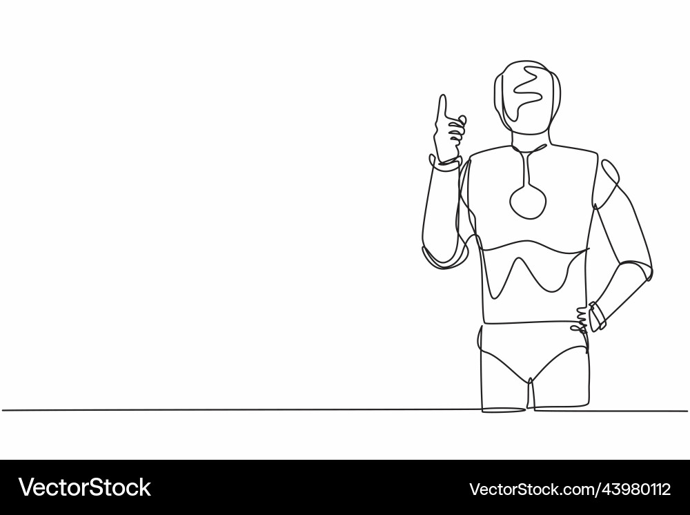 Single one line drawing robot standing Single one line drawing robot standing Vector Image