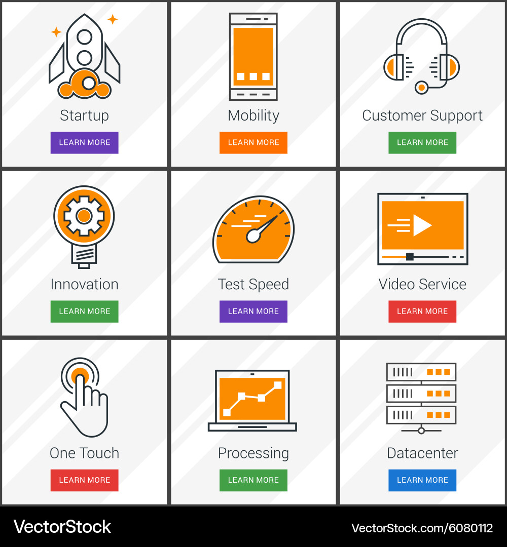 Startup support video service data storage vector image