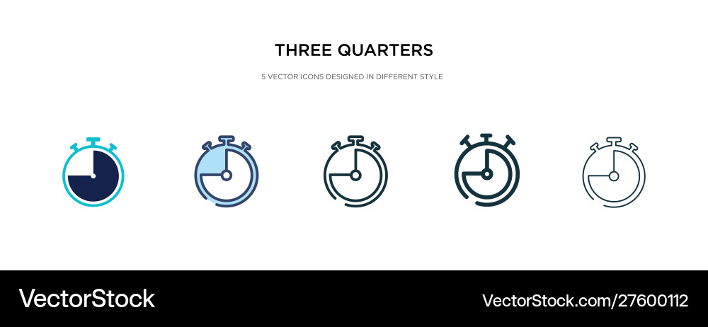Three quarters icon in different style two Three quarters icon in different style two vector image