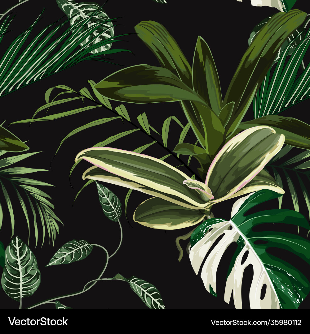 Tropical Palm Leaves Pattern Vector Image