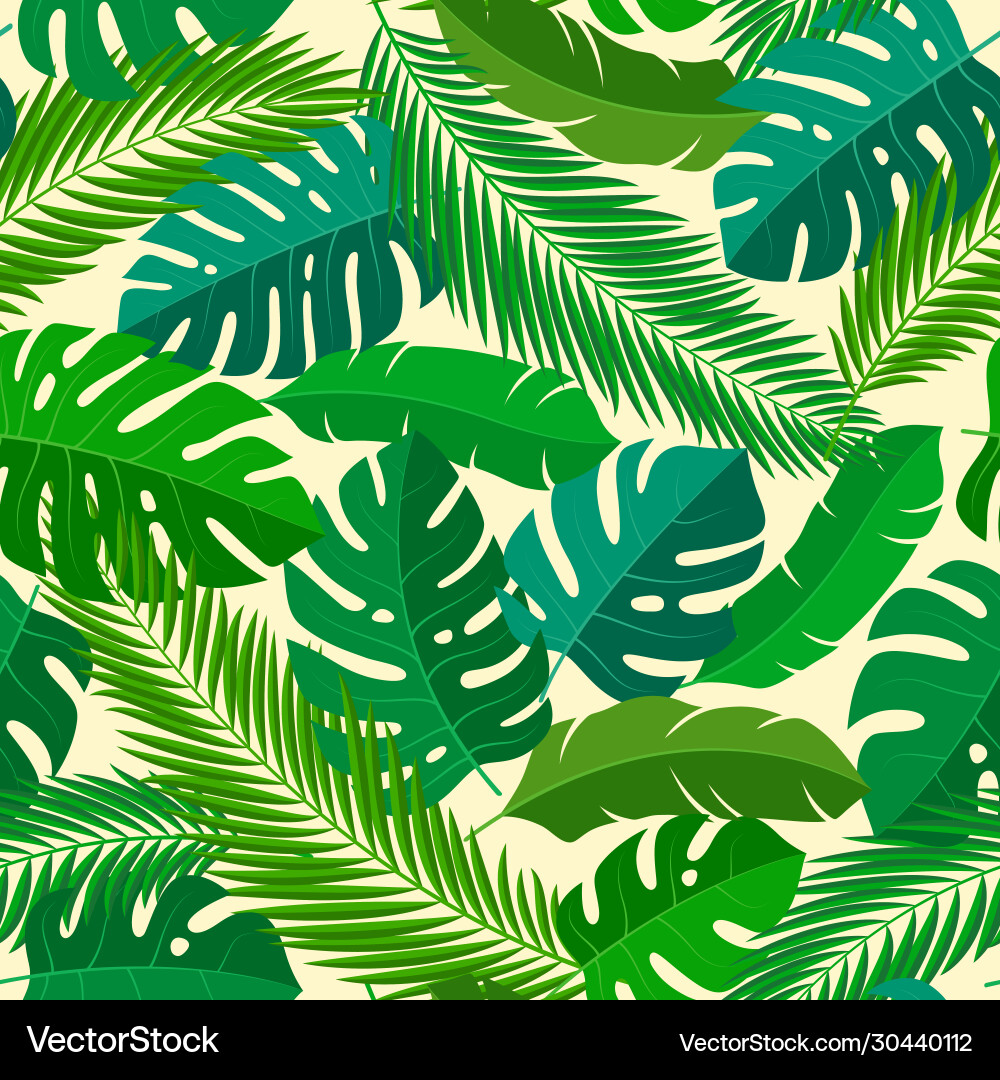 Tropical seamless natural pattern exotic leaves Tropical seamless natural pattern exotic leaves vector image