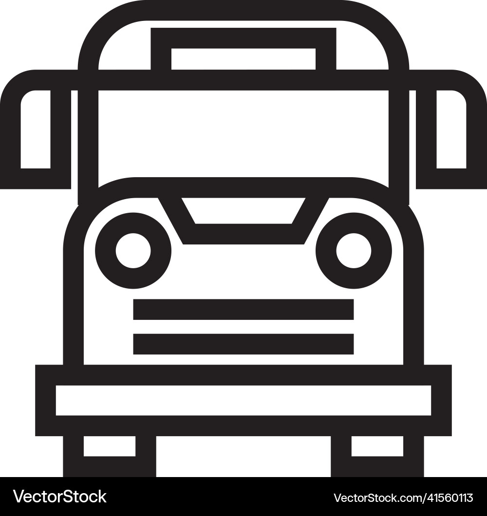 Bus icon front view of public transport in linear Bus icon front view of public transport in linear vector image