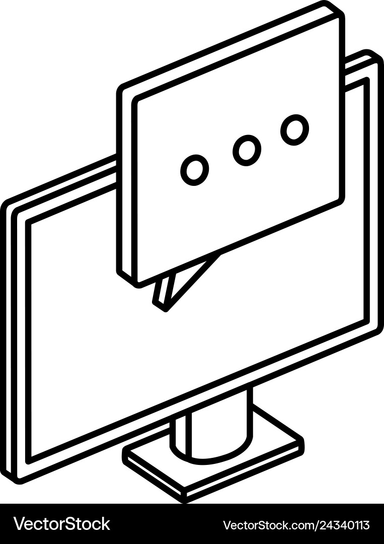 Computerdisplay mit Sprachblase Vektorbild