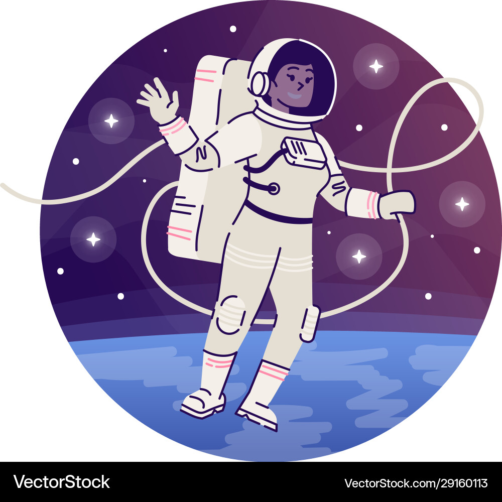 Cosmonaut floating in outer space flat concept Vector Image