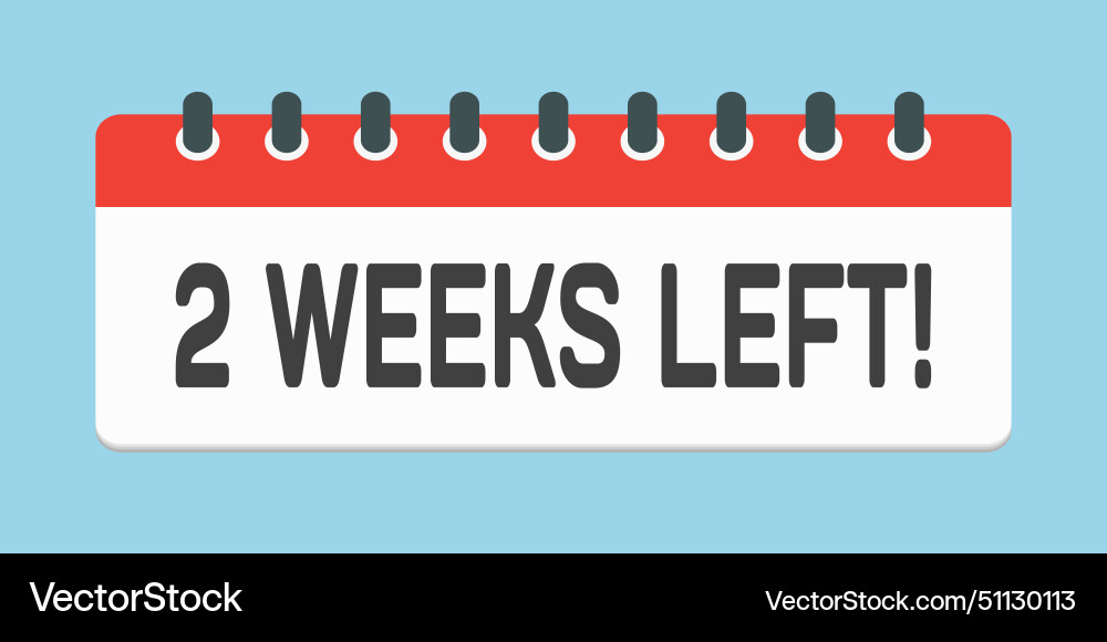 Countdown weekly calendar icon - two weeks left Vector Image