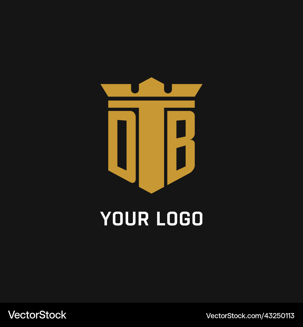 Db initial logo with shield and crown style vector image