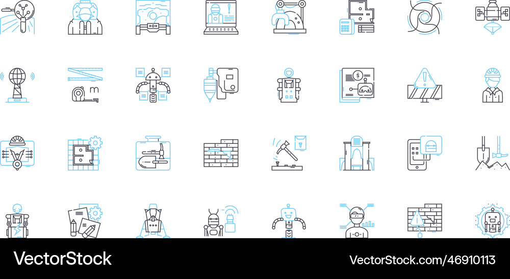 Designer work linear icons set typography color Designer work linear icons set typography color vector image