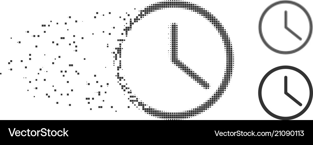 Destructed pixel halftone clock icon Destructed pixel halftone clock icon vector image