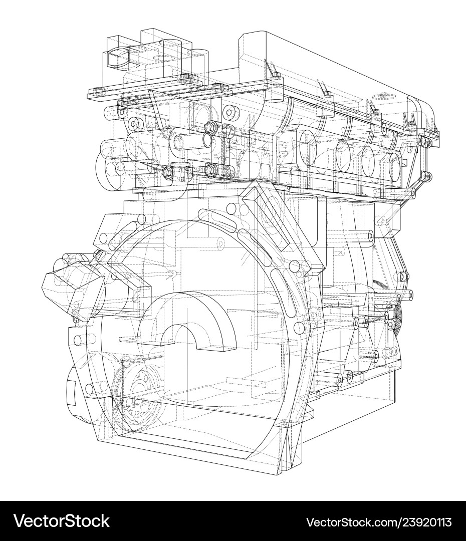 Engine sketch rendering of 3d Vector Image