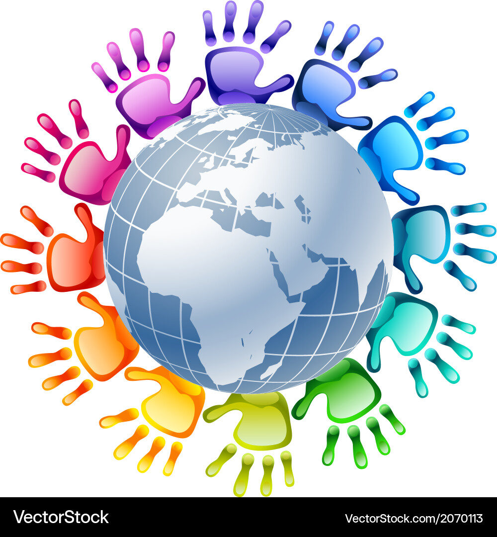 Global Connection - Hands Around Globe vector image