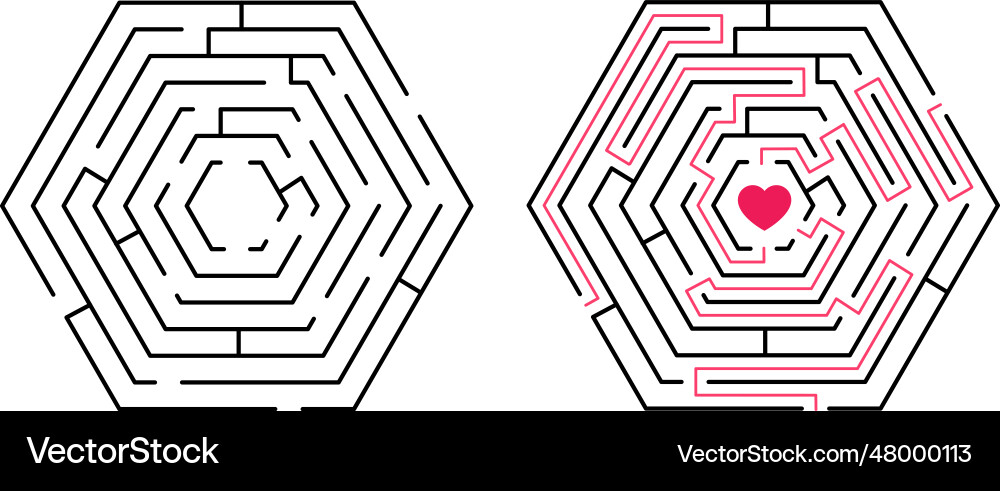 Labyrinth game way finding ways to love new idea Labyrinth game way finding ways to love new idea vector image