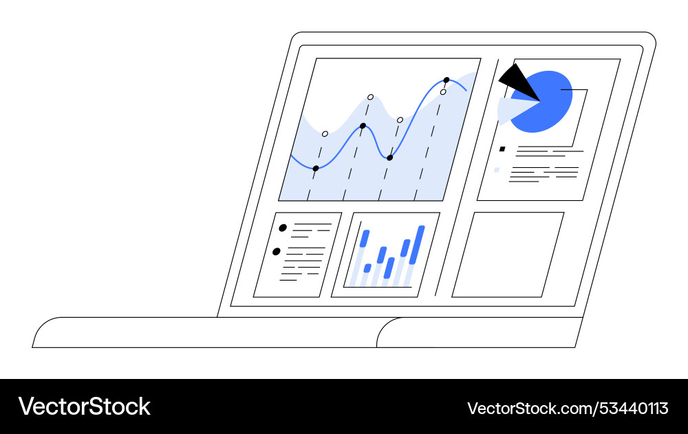 Laptop-Anzeige von Diagrammen und Daten Laptop-Anzeige von Diagrammen und Daten vektorbild