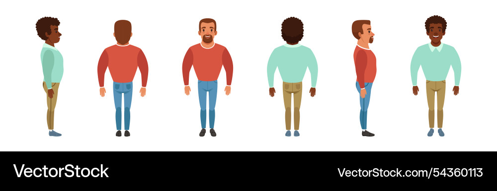 Man character creation stand front and back pose Man character creation stand front and back pose vector image