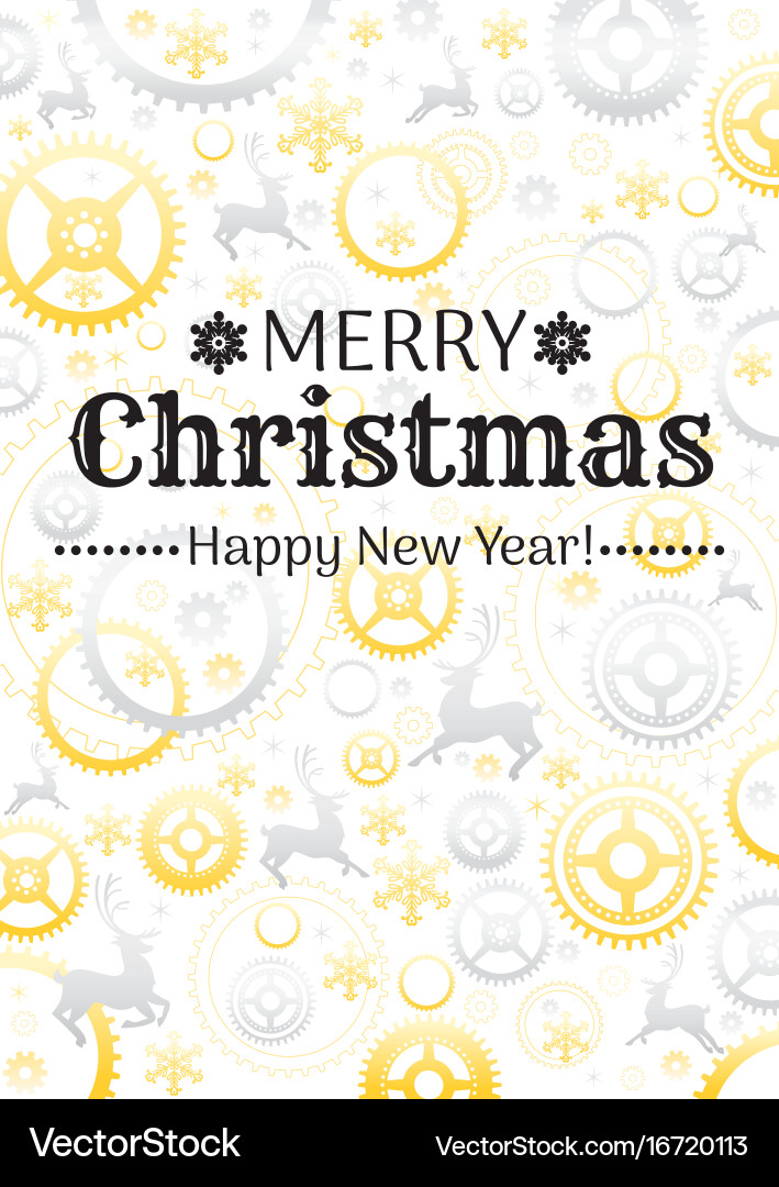 Merry Christmas Clockwork Pattern Vector Image
