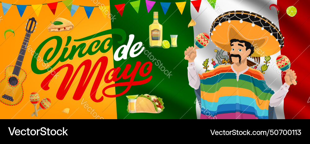 Mexikanische cinco de mayo urlaub musiker charakter Mexikanische cinco de mayo urlaub musiker charakter vektorbild