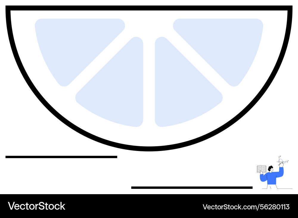 Minimalist lemon slice with a scientist exploring Vector Image
