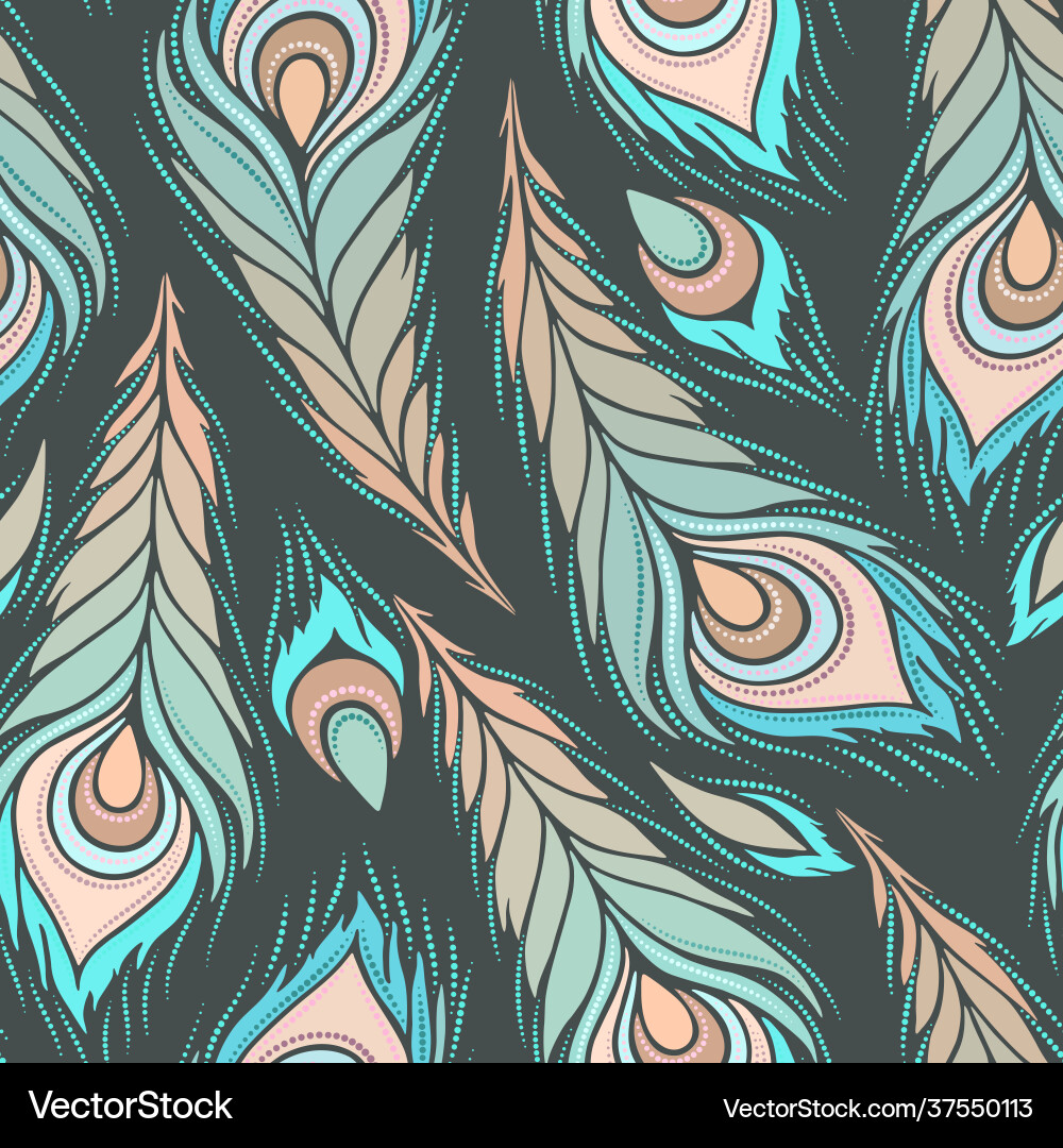 Seamless pattern -peacock feathers Seamless pattern -peacock feathers Vector Image