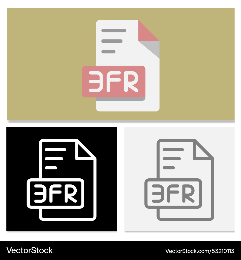 Set of 3fr file format icons in flat style Set of 3fr file format icons in flat style vector image