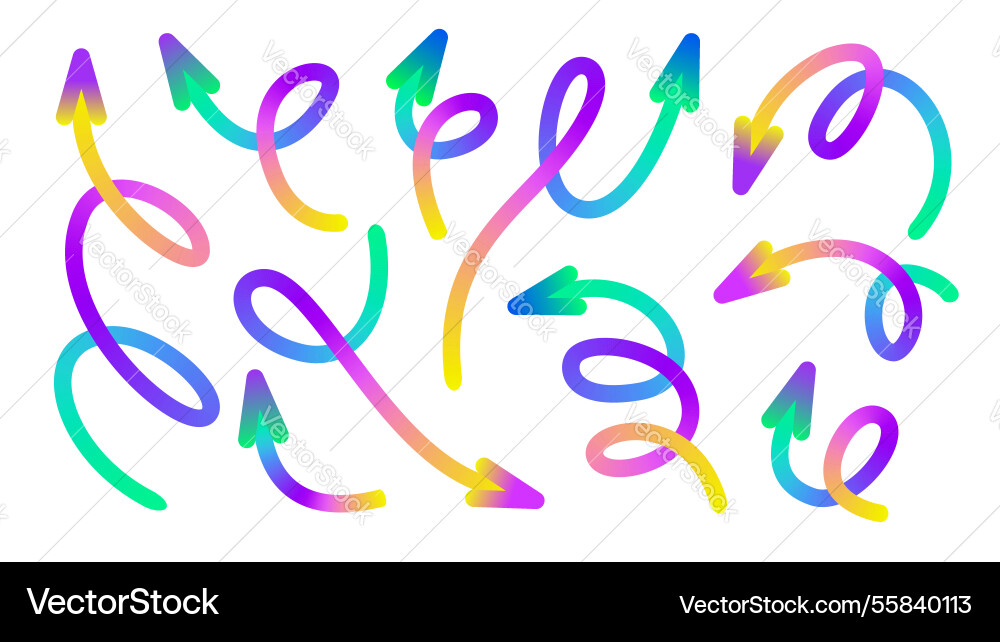 Set of colorful gradient arrows with various vector image