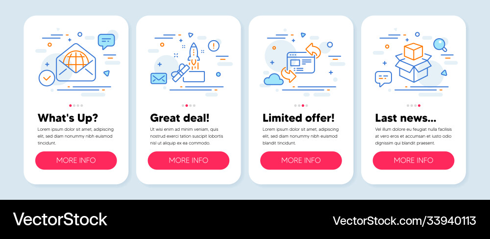 Set technology icons such as web mail refresh Set technology icons such as web mail refresh vector image