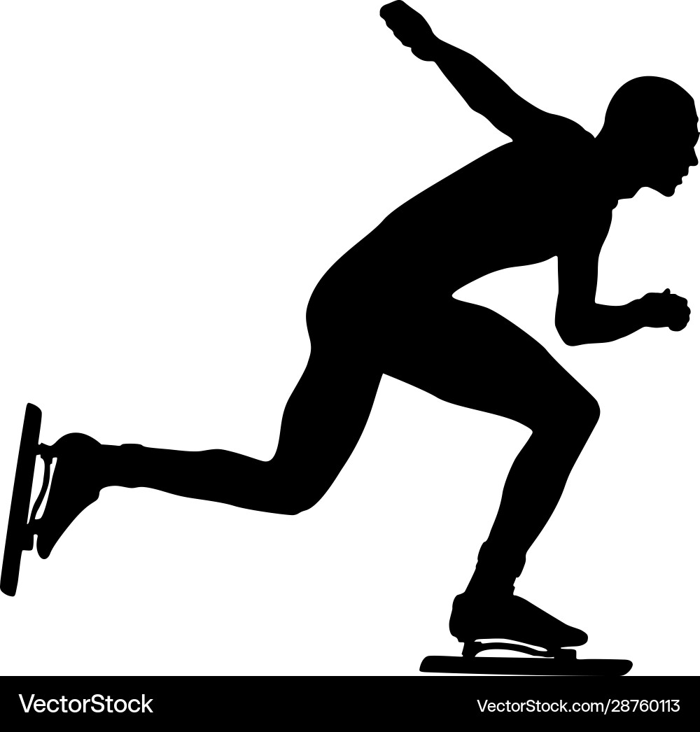 Side view black silhouette athlete speed skating Vector Image