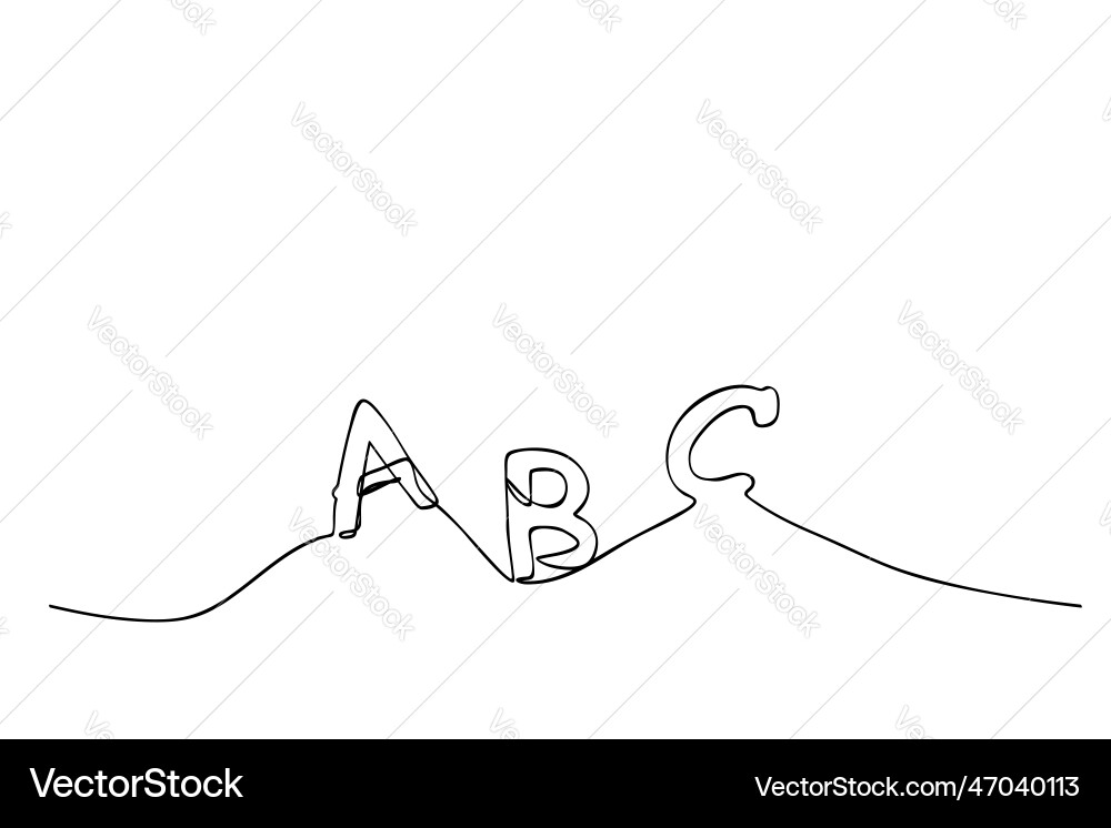 Sketch alphabet uppercase a b c single line vector image
