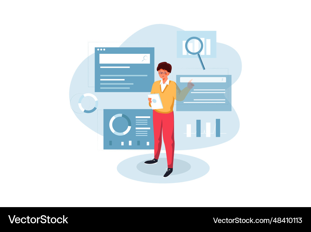 Technology developer optimizing the search engine Vector Image